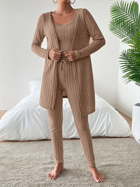 Autumn clothing, casual and elegant Women's three-piece set, stretch fabric, Women's loungewear, suitable for Christmas, holidays, dates, outdoor, beautiful Women's suit.