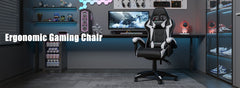 GartistGo Ergonomic Gaming Chair - Gamer Chairs with Lumbar Cushion + Headrest, Height-Adjustable Office & Computer Chair for Adults, Girls, Boys (Without footrest)