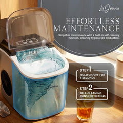 Stainless Steel/Black Ice Maker Machine - Fast Ice, Dual Size Self Cleaning Portable Ice Maker