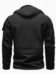 Men'S Fleece Warm Softshell Jacket Outdoor Camping Mountaineering Skiing Hiking Jacket Multi-Pocket Hooded Tactical Coat Autumn And Winter Workwear