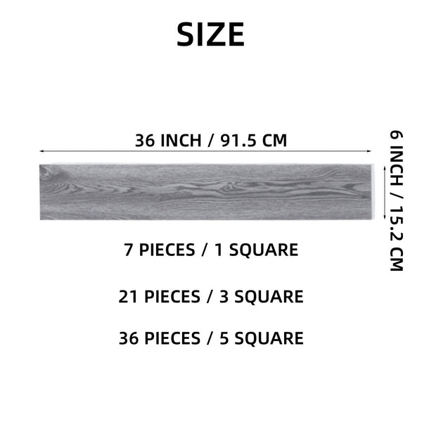 7/21/36pcs Grey Wood Effect Wall Panels Self-adhesive Floor Planks, 1/3/5m² PVC Flooring Vinyl Floorboard Floor Tiles for Living Room, Bedroom, Kitchen