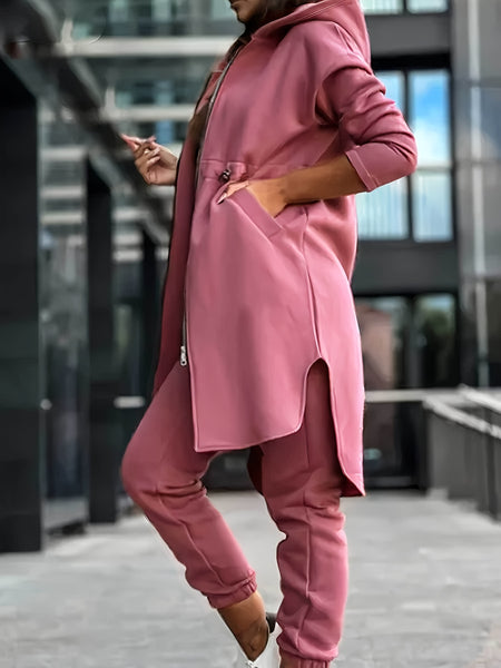 Fashion Women'S Solid Color Sweatshirt Set, Directional Style