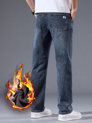092+1# New Winter Style -Lined Thickened Simple and Stylish Slightly Stretchy Jeans