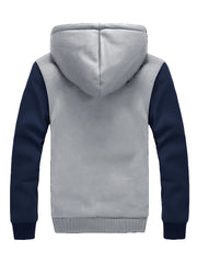 Men'S Cozy Fleece Hoodie, Stylish Color-Blocked Jacket for Autumn And Winter
