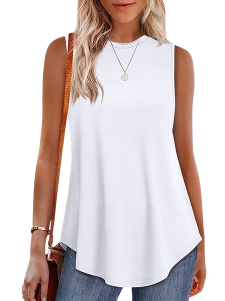 Women'S 3pcs Casual Sleeveless Tank Tops - Loose Fit, Round Neck, Solid Color, All-Season Comfort, Polyester Blend, Machine Washable, Ladies Tank Tops