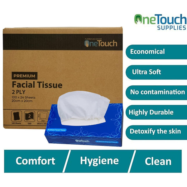 24 boxes of 2Ply Facial Tissue Tissue Boxes 2-ply Soft Tissues for Everyday Use Gentle on Your Skin