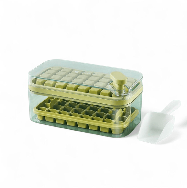 Ice Cube Tray with Lid and Bin, 56pcs Ice Cube Mold, 2 Trays & Ice Scoop, BPA