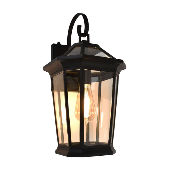Lutec Traditional Outdoor Wall Lantern Light in Black