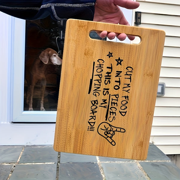 1pc Cutting Board, Chopping Board, Carved Cutting Board, Laser Carved Funny Bamboo Cutting Board, Kitchen Decoration, Creative Home Gifts For Friends, Bamboo Material, Outdoor Portable Cutting Board, Cutting Fruits And Vegetables, Double-sided Usable