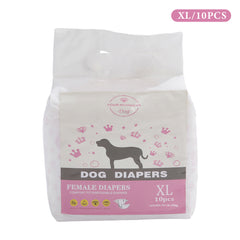 Dog Nappies, 10 PCS Female Pet Dog Cat Nappies Set, Disposable Sanitary Wraps Panties for Dog 0.5 - 32kg, Nappies Super Absorbent, 5 Size Diapers for Urinary Incontinence Dog