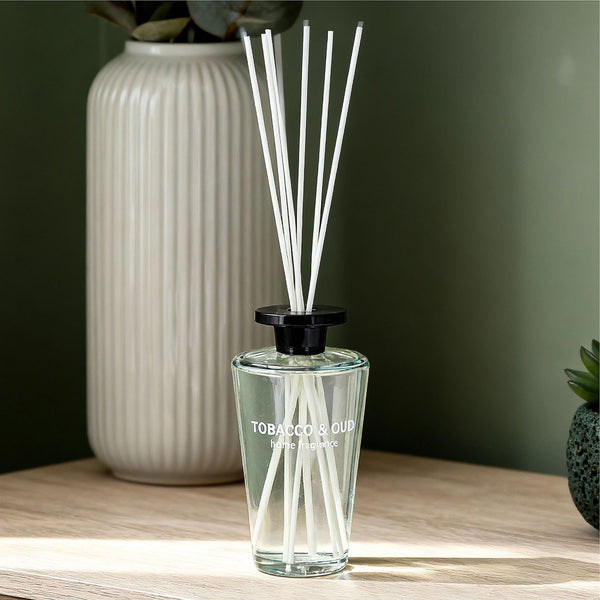 REEF 1000ml Reed Oil Diffuser Set, Sandalwood, Teak Wood, Tobacco & Oud, Luxury Beautiful Home Fragrance for Bedroom Living Room Home Decor Office Essential Oil Reed Diffuser for Stress Relief
