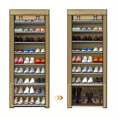 10 Tier Shoes Rack with Dustproof Cover, Shoe Storage Cabinet, Shoe Organizer, Easy to Assemble, Hold up to 25-30 Pairs