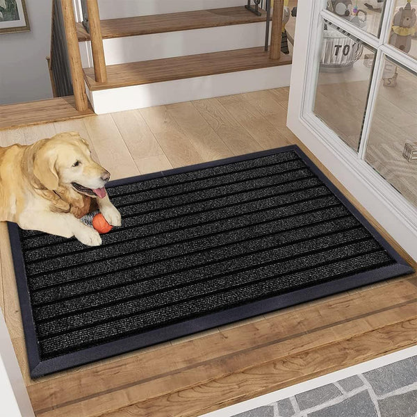 1pc Indoor/Outdoor Rug – 7 Stripe Polypropylene Woven Design with PVC Rubber Back – Heavy-Duty, Waterproof, Non-Slip Dirt-Grabber – Ideal for Entrance, Hallway, Kitchen, Living Room & High-Traffic Areas