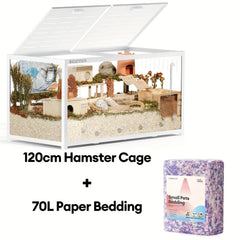 BUCATSTATE Hamster Cage 3.0: 100/120cm(Only 120cm Free 20L Paper Bedding) Spacious Stackable Metal Cage for Dwarf And Syrian Hamsters, Gerbils, And Mice Easy Top Access And Quick Assembly, Hamster Accessories