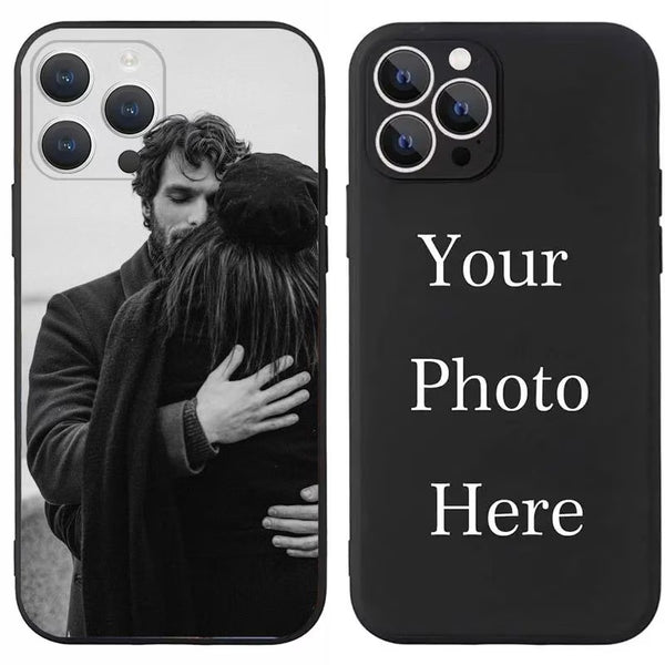 Phone Case: Custom Photo Black Slim Lightweight Phone Case - with Camera Protection, Soft Material, HD Printing, Fade-Resistant, Personalized Case for iPhone 17/ 16/ 15/ 14/ 13/ 12/ 11 Pro Max/ Pro/ Plus, Warm Gift for Friends & Family on Christmas