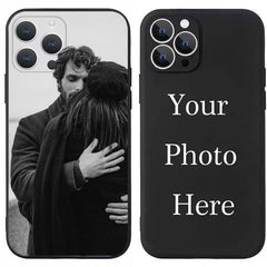 Phone Case: Custom Photo Black Slim Lightweight Phone Case - with Camera Protection, Soft Material, HD Printing, Fade-Resistant, Personalized Case for iPhone 17/ 16/ 15/ 14/ 13/ 12/ 11 Pro Max/ Pro/ Plus, Warm Gift for Friends & Family on Christmas