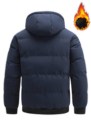 Winter Plush Jacket Thick Warm Jacket Hooded Jacket Casual Outdoor Jacket Solid Color Zipper with Plush Thickening