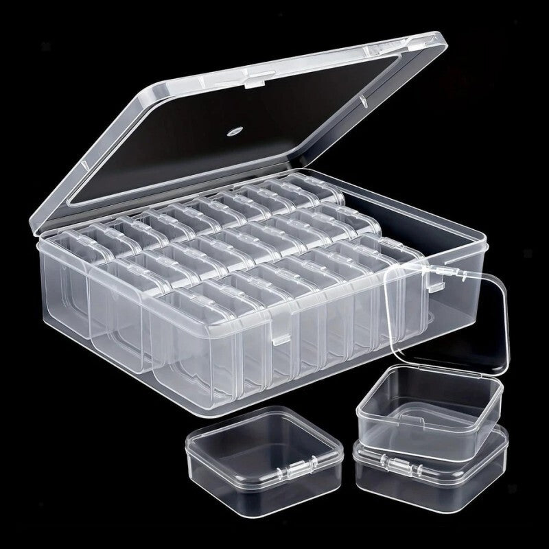 30 Compartment Clear Plastic Jewelry Organizer Case, Transparent Earring Storage Box with Removable Dividers, Compact Design for Travel and Vanity Display