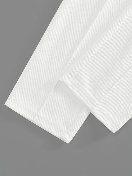 Men's Waffle Casual Suit Top Short Sleeve Turnover Collar Shirt Bottom Leisure Pants Comfortable and Clean Suitable for Spring and Summer Wear