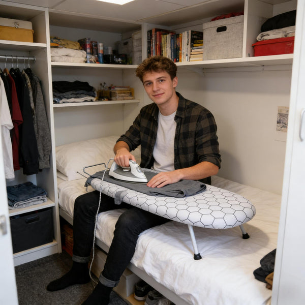 A Compact, Foldable Ironing Board Measuring 66X40Cm, Easy to Store And Lightweight, Making It Ideal for Small Living Spaces Like Apartments And Dorms. It Features Adjustable Height for Convenience