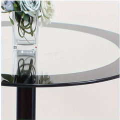 Black Dining Table and Chairs Set of 4, Round Tempered Glass Table with High Back PU Leather Chairs