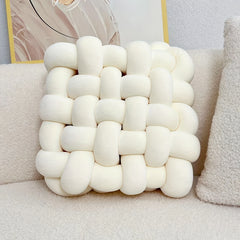 1pc Hand-woven Square Cushion Knot Pillow