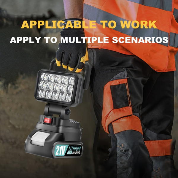 21V Portable LED Work Light, Outdoor Flashlight, Spotlight, Work Light, On-site Lighting, Workplace Lighting, with One Battery, Outdoor Construction Site Lighting, Christmas Gift,