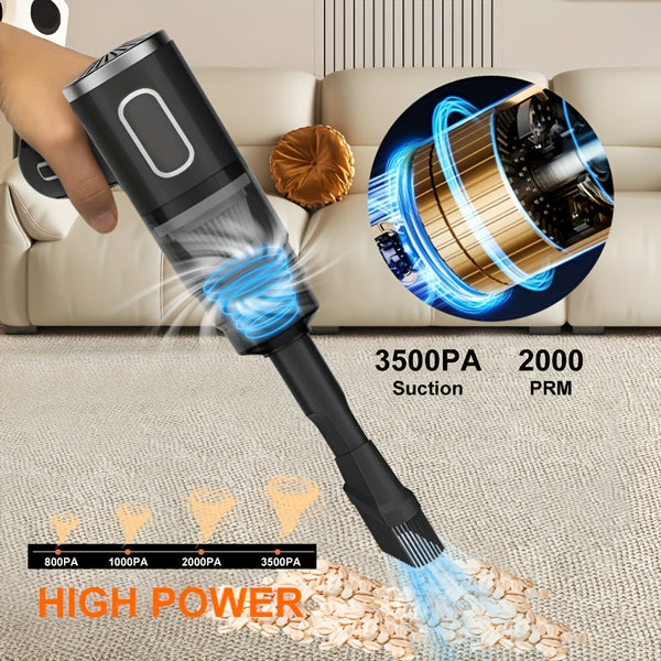 Newly Upgraded Model, Portable Cordless Handheld Vacuum Cleaner, Cyclone Suction Cordless Vacuum Cleaner, Large Suction USB Fast Charging with Seam Brush Computer Cleaning Head Multi-purpose. Suitable for Car/office/home, Labor Day Gift