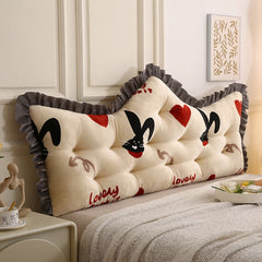 Luxurious Headboard Backrest Cushion with Ruffle Trim - Love Rabbit, Large Backrest Pillow, Princess-style Crown-Shaped Reading Cushion, Perfect for Bedroom/Sofa/Chair/Home Decor