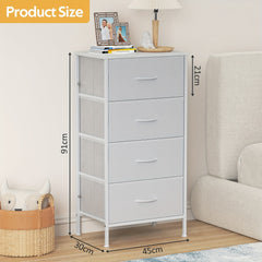 Modern 4-Drawer Dresser Storage Cabinet with Metal Frame & MDF Wood - Grey Spacious Dresser with Anti-Tip Safety & Adjustable Feet, Assembly, Standalone Furniture Unit Suitable for Bedroom or Living Room (17.7” X 11.8” X 35.8”)