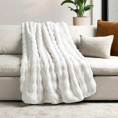 House & Home Bubble Faux Fur Throw in 3 Colours, 152 X 177 Cm