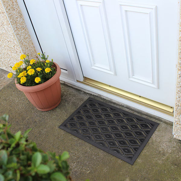 JVL Elipses Eyes Rubber Door Mat, 40 X 70 Cm - 2 Pack