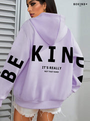IT's REALLY Print Hoodie, Casual Fashion Sweatshirt, Hooded Pocket Drawstring Sweatshirt for Fall & Winter, Women's Clothing