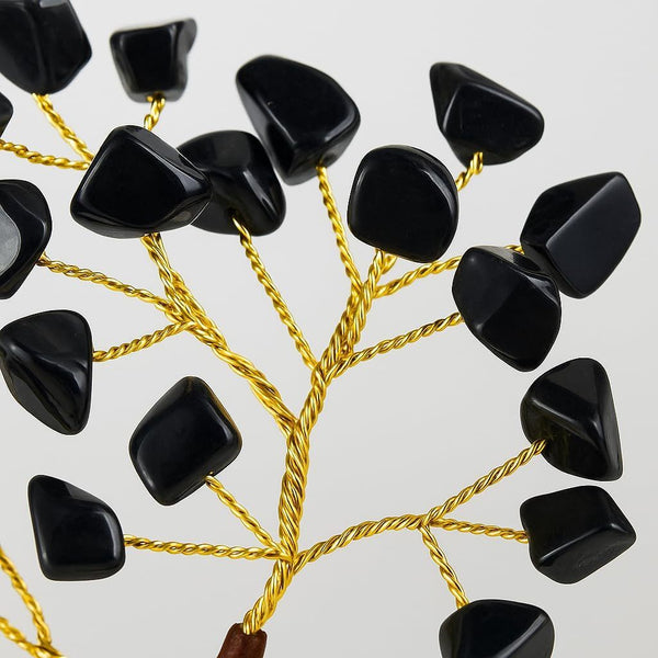 Black Tourmaline Crystal Tree of Life – Natural Healing Chakra Gemstone Tree for Protection, Powerful Positive Energy & Feng Shui Home Decor, Spiritual Gift for Women (Mini Crystal Guide Included)