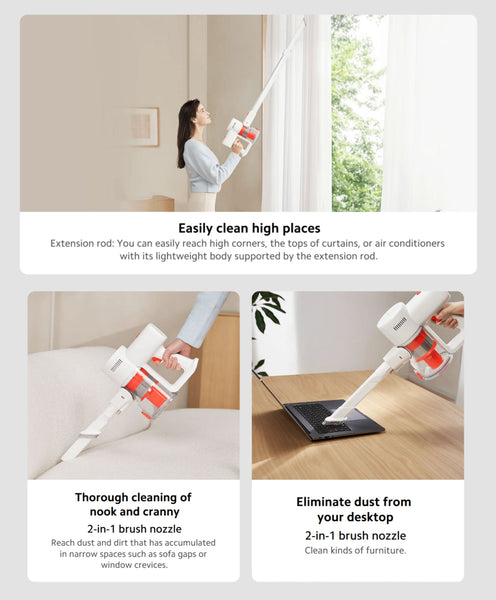 XIAOMI Vacuum Cleaner G20 Lite with 2-in-1 Brush Nozzle, 18Kpa Suction Power and White Light Dust Detection, Handheld Cordless Vacuum Cleaner with 2200mAh Large Batttery for Kinds of Surfaces