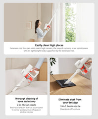 XIAOMI Vacuum Cleaner G20 Lite with 2-in-1 Brush Nozzle, 18Kpa Suction Power and White Light Dust Detection, Handheld Cordless Vacuum Cleaner with 2200mAh Large Batttery for Kinds of Surfaces