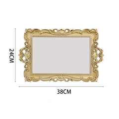 Luxury and Retro Style Bathroom Mirror Tray, Decorative Tray for Bathroom, Plastic Tray for Bathroom Countertop, Cosmetic and Jewelry Storage Tray, Golden Square Tray