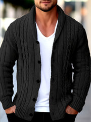Men's Casual Sport Knit Cardigan, Fashion Knit Cardigan Jacket | Long Sleeve Thickened for Autumn and Winter, Warm, Featuring Cable Knit Craftsmanship, Casual Style Sweater with Button Closure, Regular Fit Long Sleeve Casual Style for Autumn and