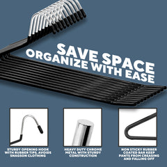 20pcs Heavy Duty Z-Shaped Metal Pants Hangers, Non-Slip Closet Organizer for Trousers, Skirts, and Slacks, Powder Coated Finish for Durability and Glossy Appearance, Ideal for Home Storage, Hangers for Clothes