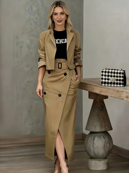 Two-Piece Set for Women Featuring an Elegant Blouse And a Skirt (LL168)