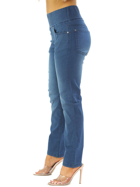 MYT Womens Elasticated Waist Jeans Tummy Control Stretch Ladies Denim Jeggings Size 10-24
