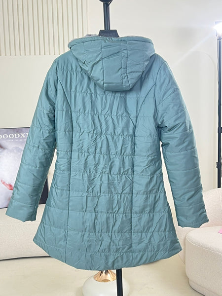 Women's Zip-Up Long Sleeve Slim Fit Padded Hooded Coat