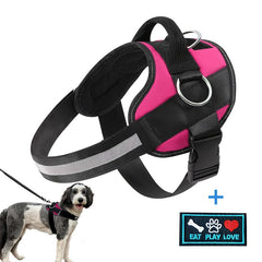 Adjustable Dog Harness for Small & Large Dogs - Reflective Nylon Vest with Striped Design, D-Ring Leash Attachment, and 