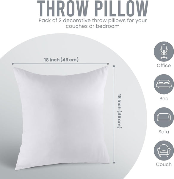 Utopia Bedding Cushion Inner Pads (Pack of 2), 45 X 45 Cm (18 X 18 Inches) Cushion Stuffer Inserts, Hollowfibre Pillows (White)