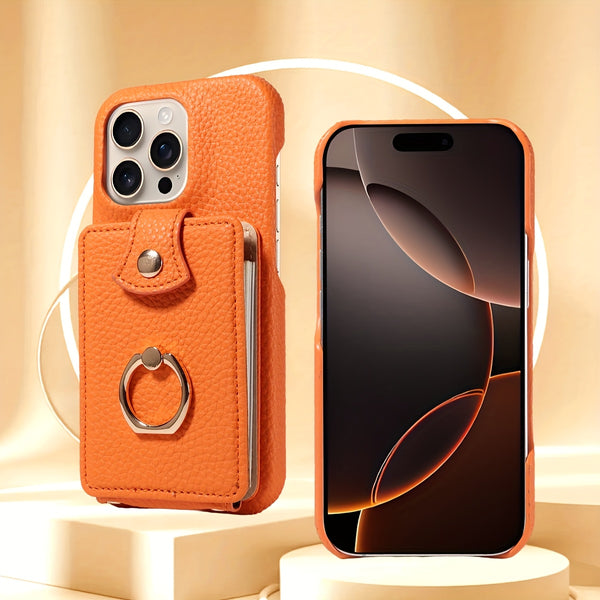 Multi Functional Phone Case for iPhone 17 Pro Max 16 15 14 13 12 11 Faux Leather Accordion Flip Cover with Ring Holder Crossbody Strap Long Lanyard Multi Card Slots Anti Drop