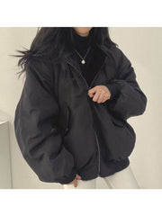 Large Size Velvet Thickened Two Sides Wear Lamb Clothes Women's Coat Winter New Zipper Hooded Coat Top