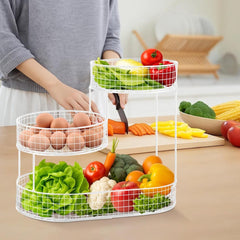 3-Layer Desktop Storage Rack - Iron Fruit Basket & Vegetable Organizer for Kitchen Dining Table, Space Saving Metal Storage Rack