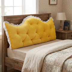 Large Ultra-Soft Comfortable Plush Backrest Pillow, Princess Style Reading Cushion, Neck and Back Support, Luxurious Fashionable Home Style Multifunctional Lace Ruffled Headboard Cushions, Suitable for Bedroom, Living Room, Dorm, Sofa Home Decor, Machine