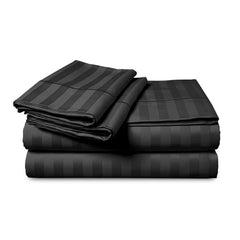 1pc Extra Deep Striped Fitted Sheet 40cm – Soft & Comfortable Microfiber Bedding, Breathable & Smooth, Machine Washable Bed Sheet Suitable for Bedroom