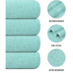 4 X Large Jumbo Bath Towels 100% Egyptian Cotton -75 x 150 cm- Soft Quick Dry Hotel Spa Big Bathroom Towels Set